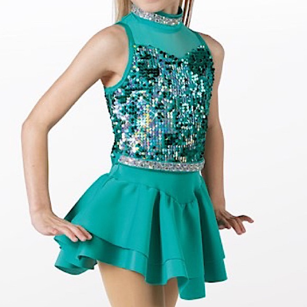 WEISSMAN Dance Costume dress Aqua teal sequin
Sassy All Electric 14160 SA, MA
